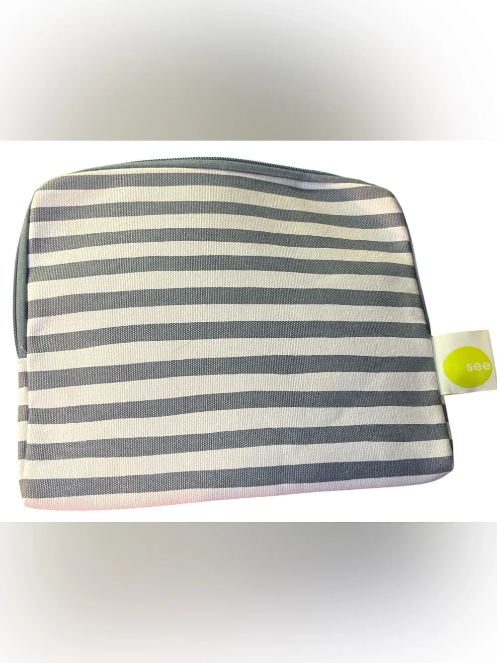 by... Gray & White Striped Tablet Accessory Pouch
